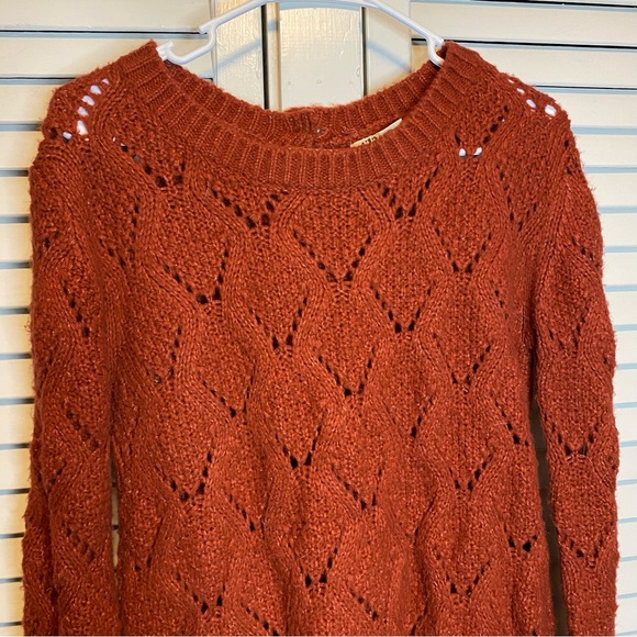 ANTHROPOLOGIE LILI’S CLOSET RUST POINTELLE SWEATER - Picture 9 of 9